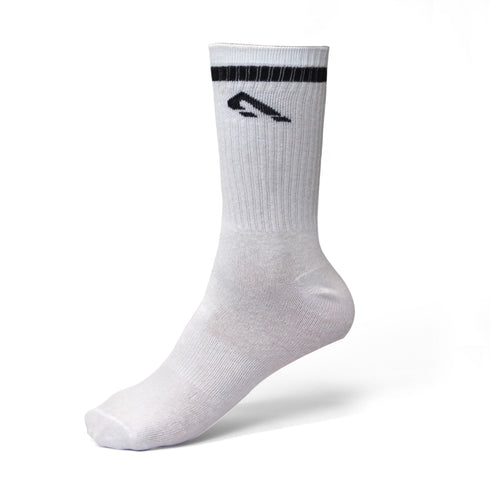 Powerknit Crew Socks - White Black