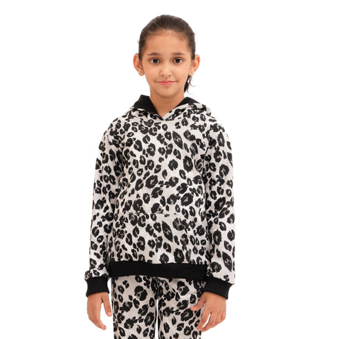 Super Girl Hoodie - Grey Leopard