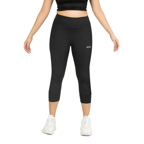 Spark Cropped Leggings - Black