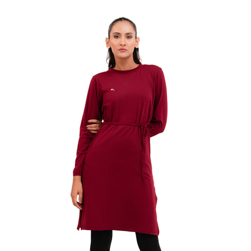 Heritage Tie-Waist Dress - Maroon