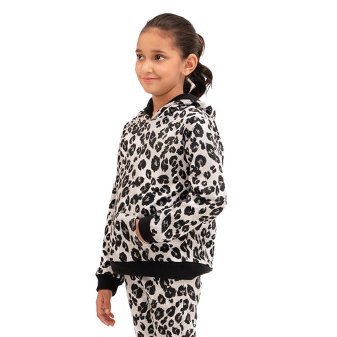 Super Girl Hoodie - Grey Leopard