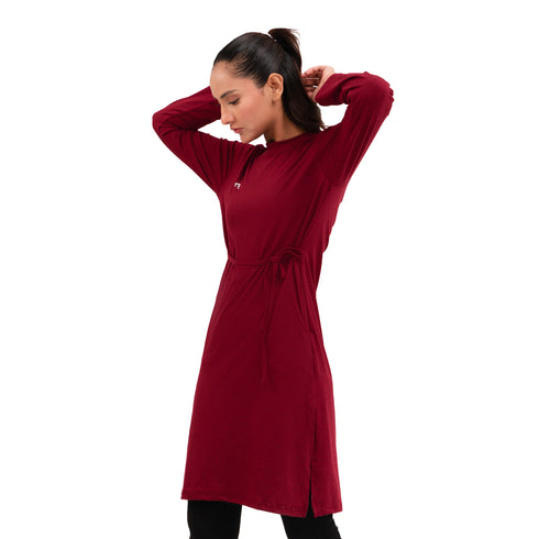 Heritage Tie-Waist Dress - Maroon