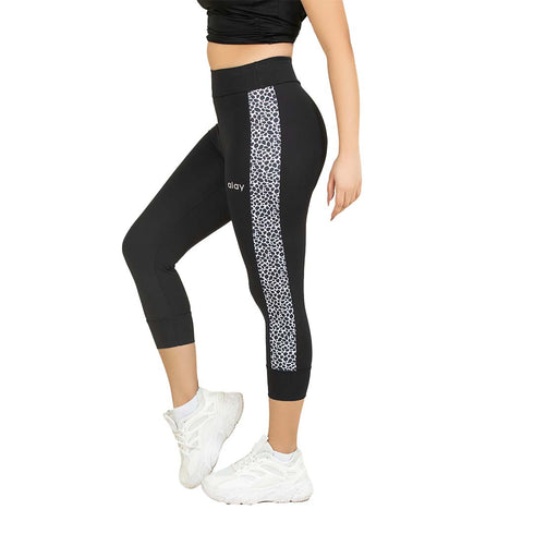 Spark Cropped Leggings - Black Tiger Print