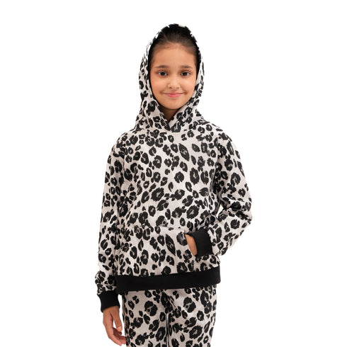 Super Girl Hoodie - Grey Leopard