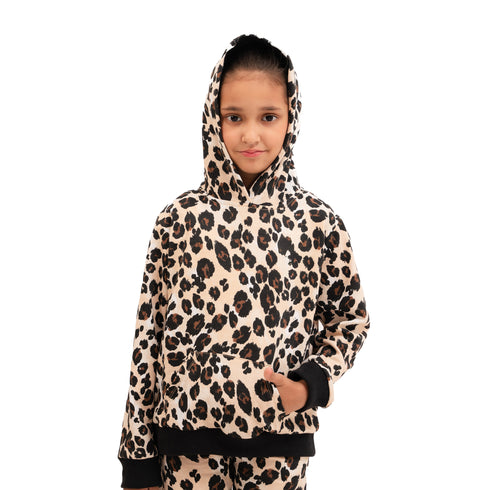 Super Girl Hoodie - Brown Leopard