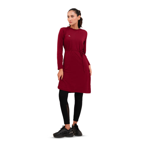 Heritage Tie-Waist Dress - Maroon