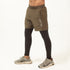 2 in 1 Compression Tights with Shorts - Olive