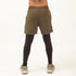 2 in 1 Compression Tights with Shorts - Olive