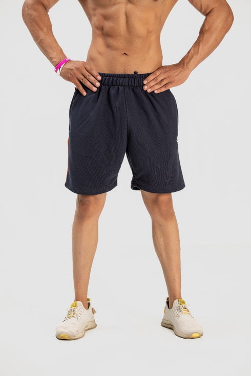 Terry Shorts with Panel (Navy)