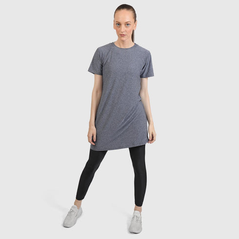 Alay Tee Dress - Grey/ Blue Textured (Short Sleeves)