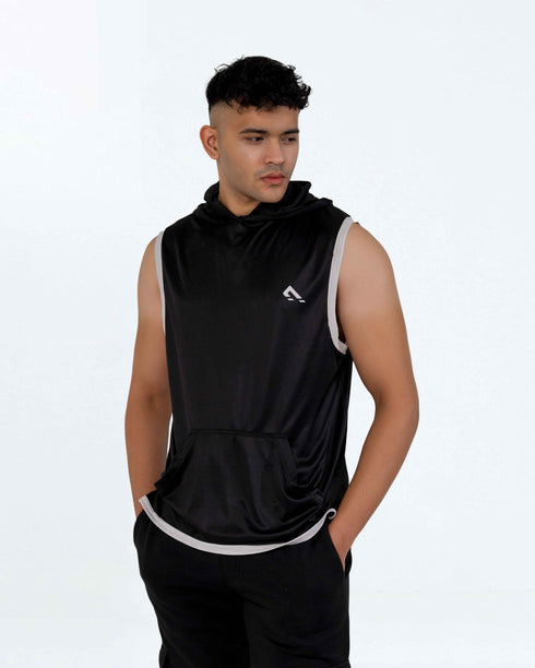 Combat Sleeveless Hoodie - Black