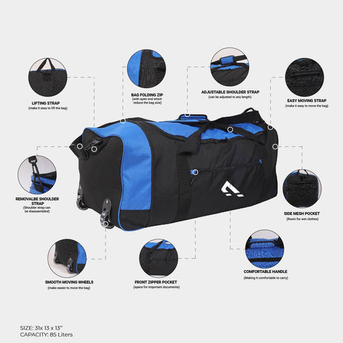 Expandable Duffel Bag (Blue/Black)